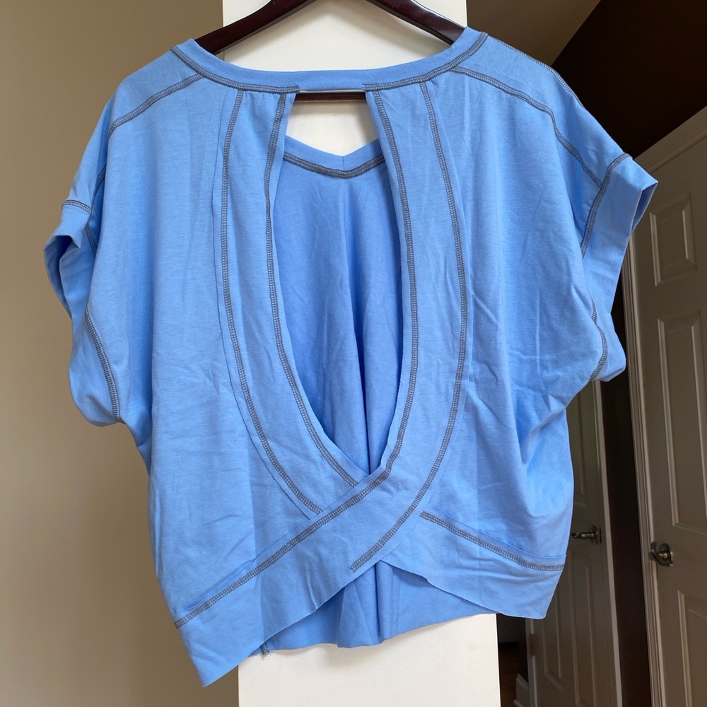 NEW Women's Backless Loose Tops Short Sleeve Workout Tops